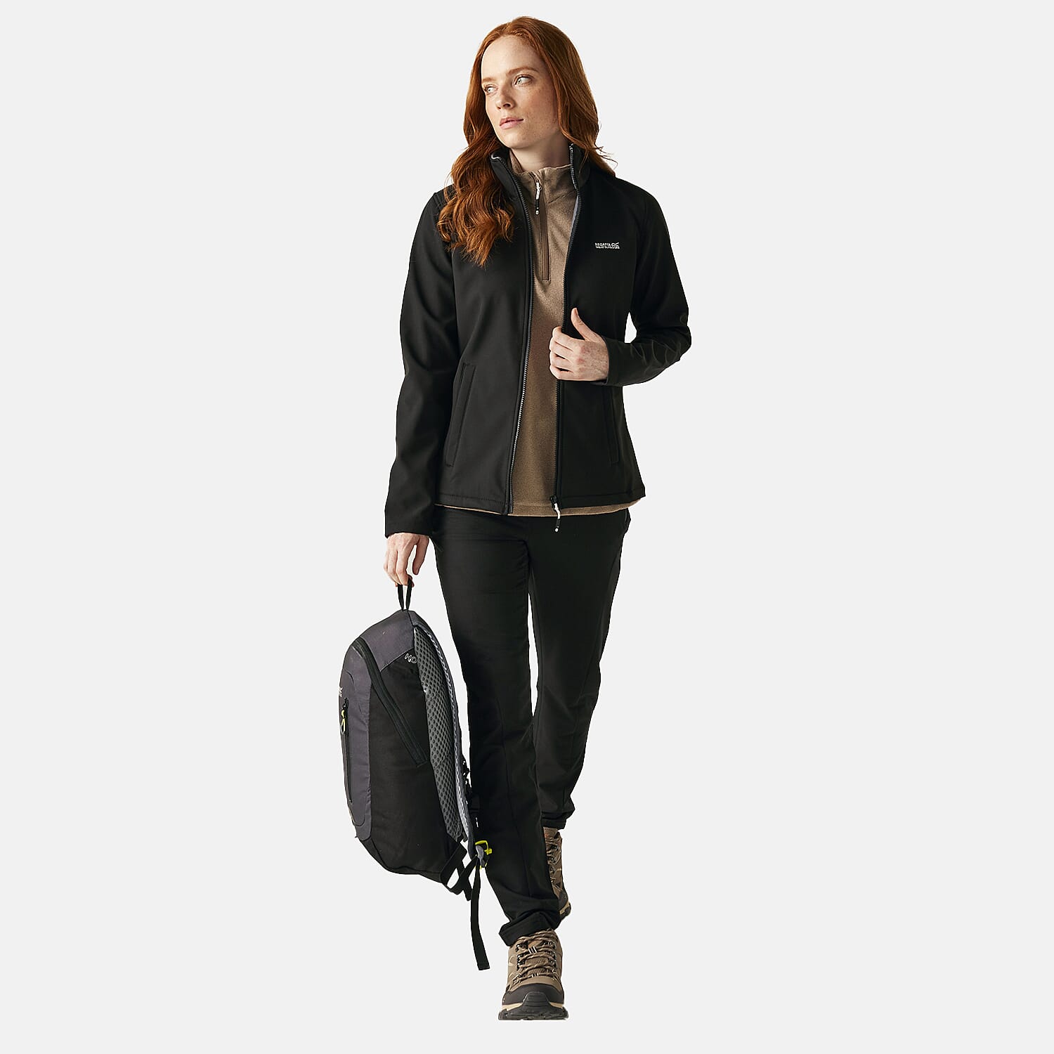 Regatta Womens Softshell Fleece Jacket With Full Zip (Size 14) - Black