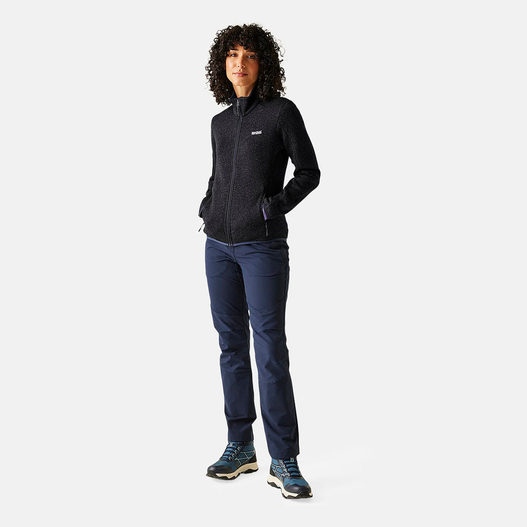 Regatta Womens Full Zip Fleece Jacket With Contrast Trim (Size 14) - Navy