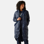 Regatta Womens Longline Waterproof Quilted Jacket (Size 14) - Navy
