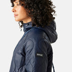 Regatta Womens Longline Waterproof Quilted Jacket (Size 14) - Navy