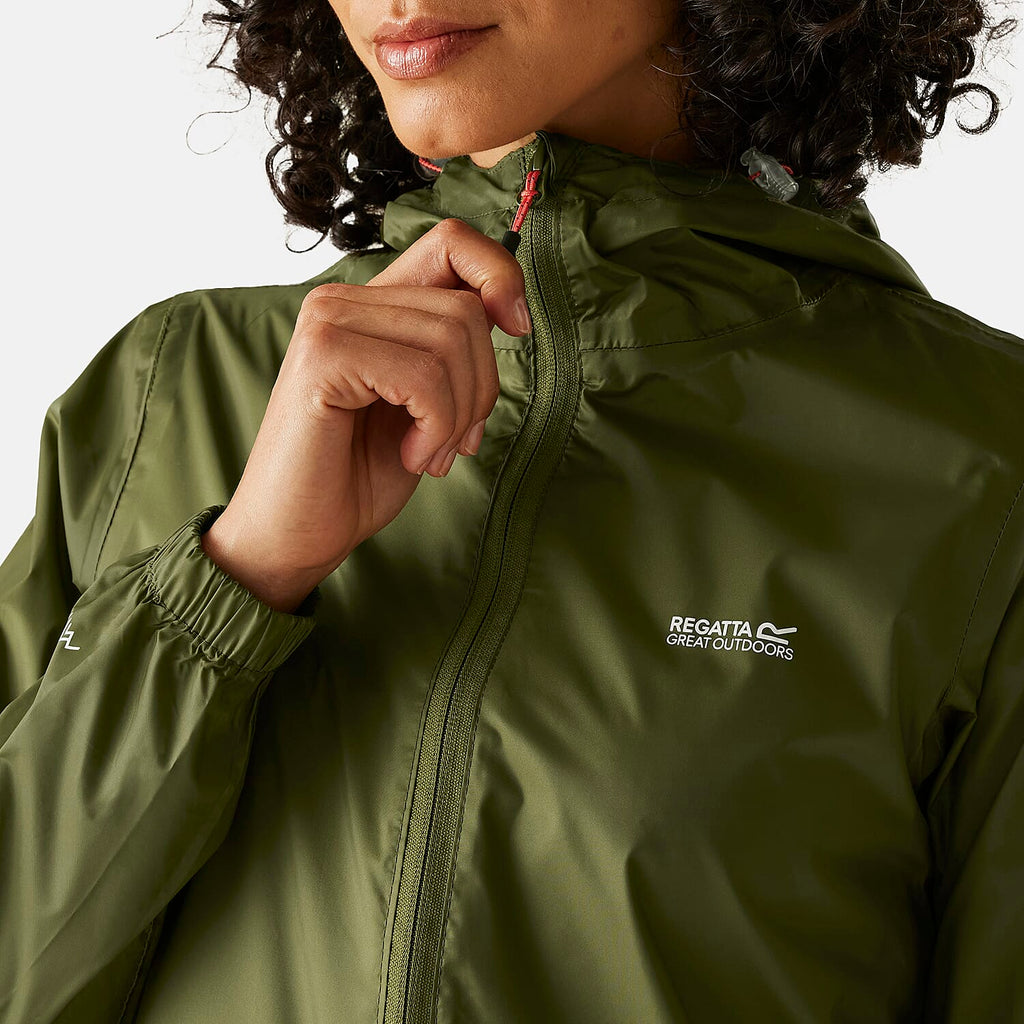 Regatta Womens Full Waterproof Jacket With Packet Pouch (Size 14) - Nephitegreen