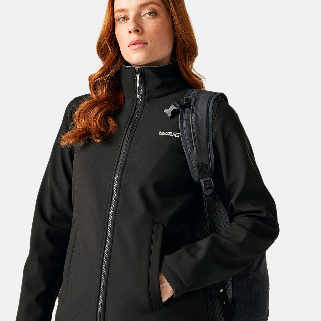 Regatta Womens Softshell Fleece Jacket With Full Zip (Size 16) - Black