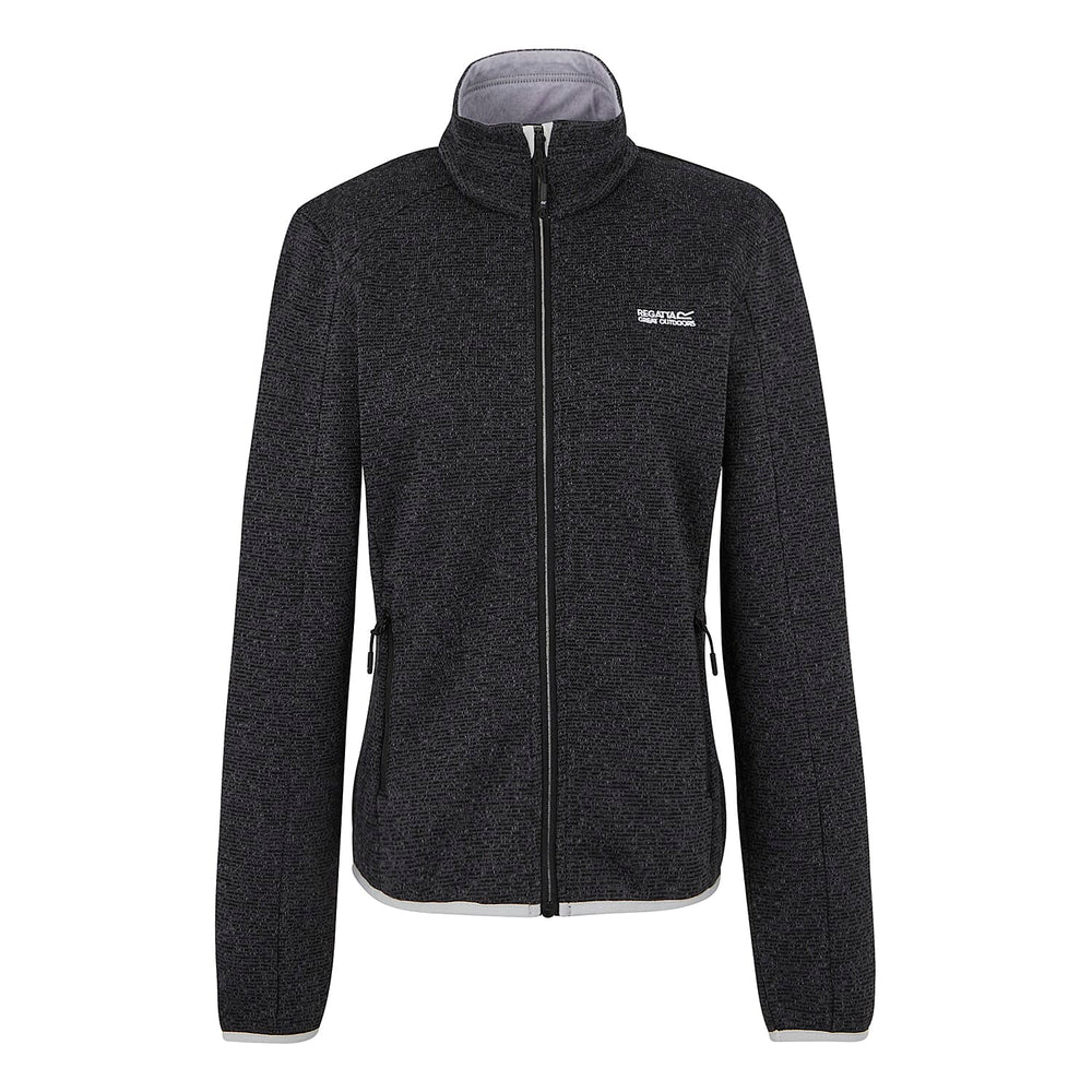 Regatta Womens Full Zip Fleece Jacket With Contrast Trim (Size 16) - Black Oyster
