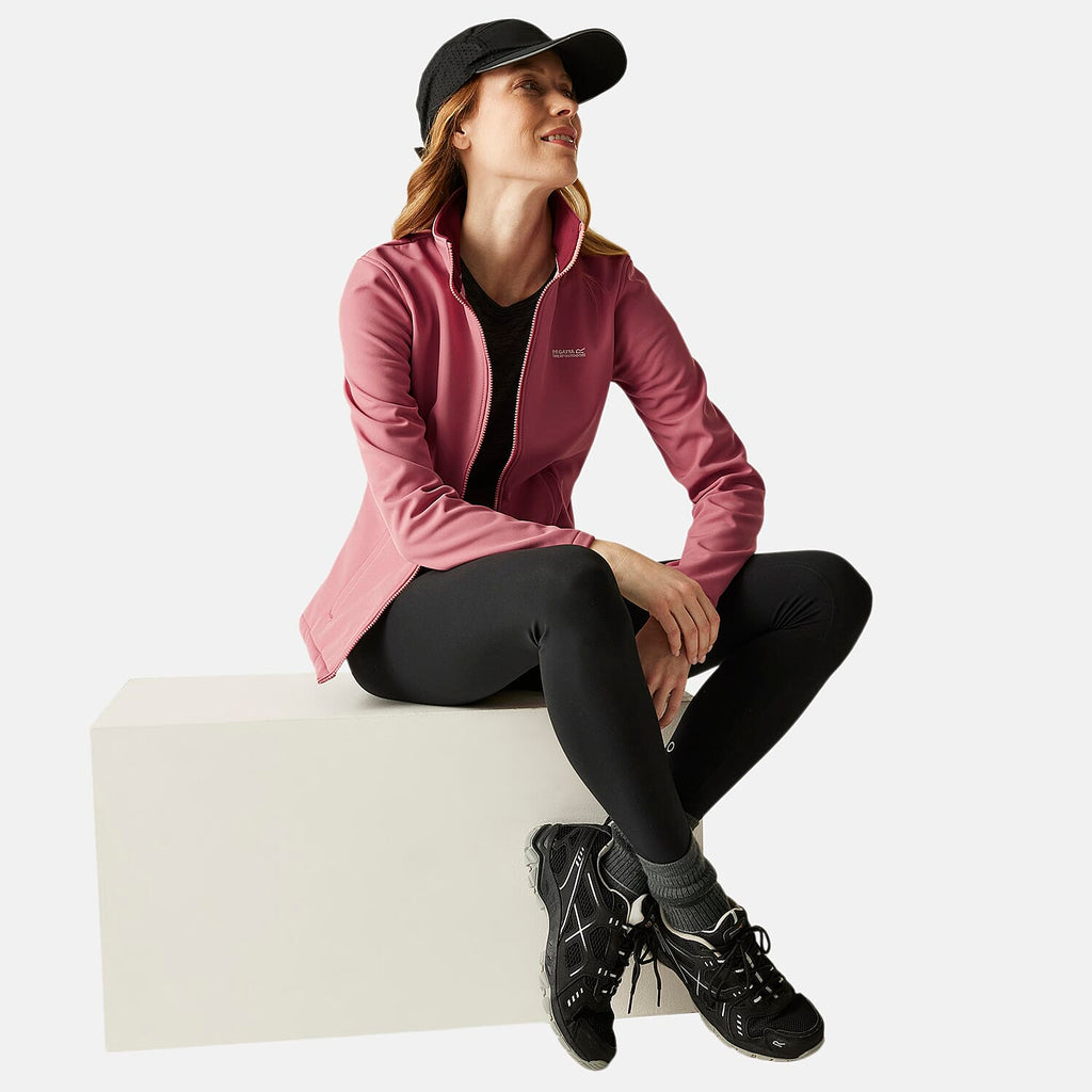 Regatta Womens Softshell Fleece Jacket With Full Zip (Size 16) - Dusty Rose