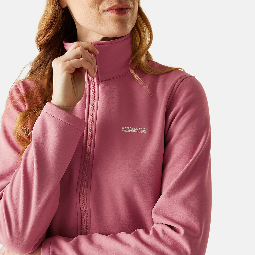 Regatta Womens Softshell Fleece Jacket With Full Zip (Size 16) - Dusty Rose