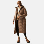 Regatta Womens Longline Quilted Insulated with Hood - Seam Snaps (Size - 16) - Mocha