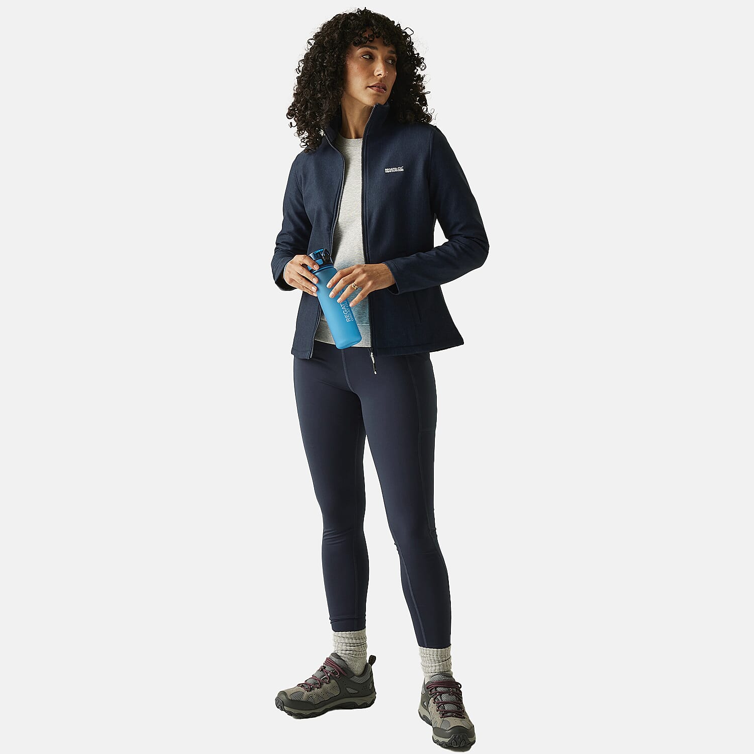 Regatta Womens Softshell Fleece Jacket With Full Zip (Size 16) - Navy Marl