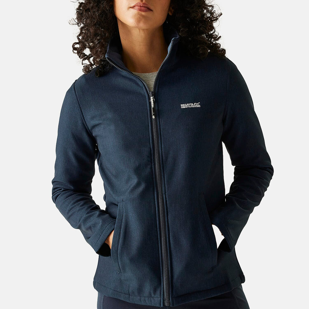 Regatta Womens Softshell Fleece Jacket With Full Zip (Size 16) - Navy Marl
