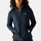 Regatta Womens Softshell Fleece Jacket With Full Zip (Size 16) - Navy Marl