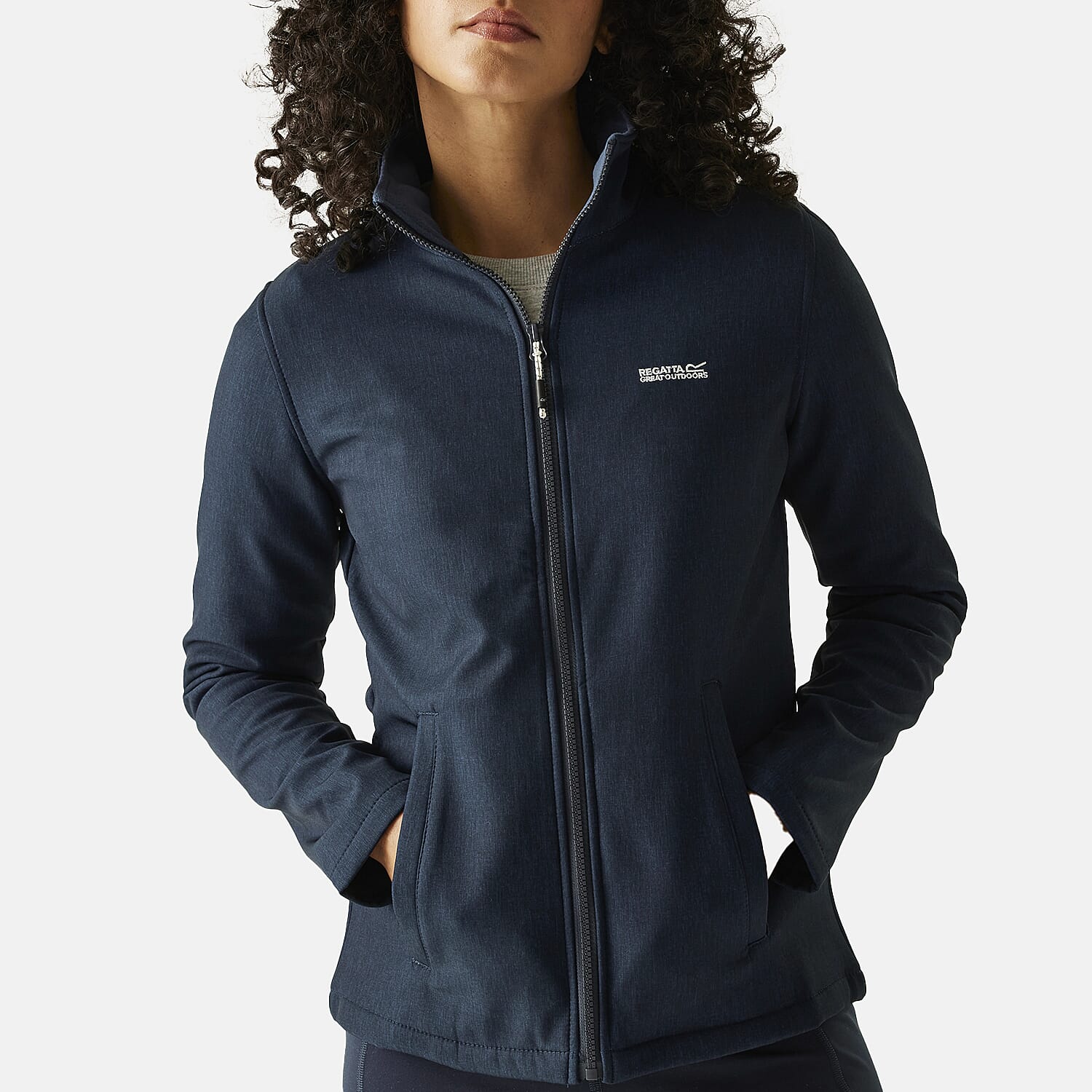 Regatta Womens Softshell Fleece Jacket With Full Zip (Size 16) - Navy Marl