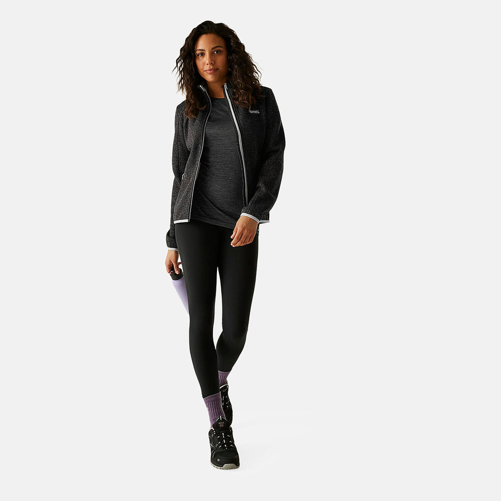 Regatta Womens Full Zip Fleece Jacket With Contrast Trim (Size 20) - Black Oyster