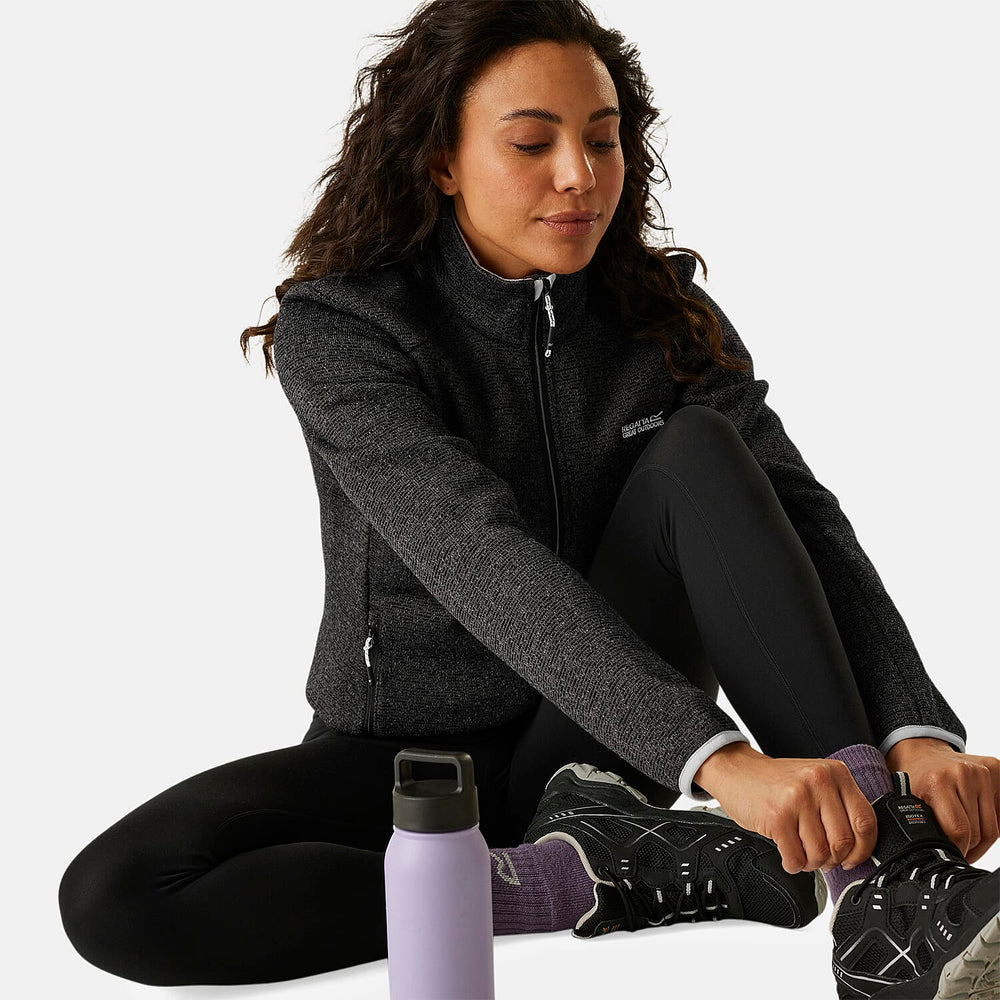 Regatta Womens Full Zip Fleece Jacket With Contrast Trim (Size 20) - Black Oyster