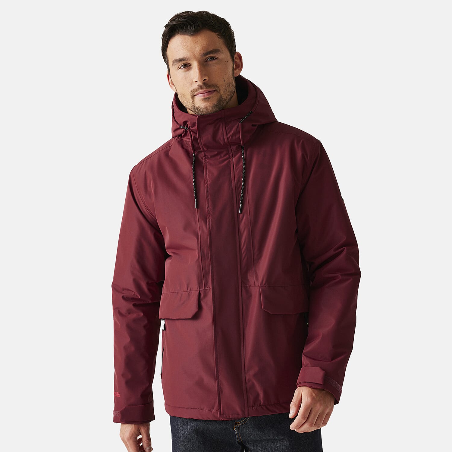 Regatta Mens Fleece Lined Waterproof Insulated Jackets With Storm Hood And Pockets (Size 104-106.5Inch) - Dark Maroon