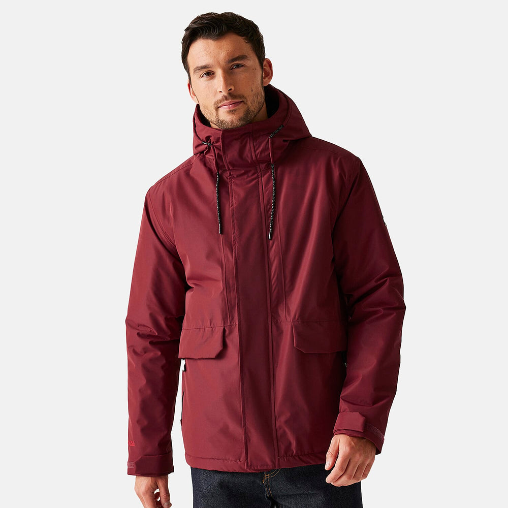 Regatta Mens Fleece Lined Waterproof Insulated Jackets With Storm Hood And Pockets (Size 117-122Inch) - Dark Maroon