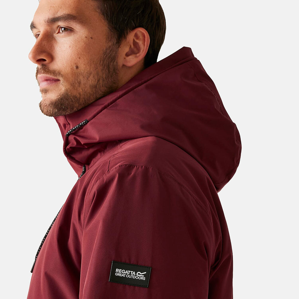 Regatta Mens Fleece Lined Waterproof Insulated Jackets With Storm Hood And Pockets (Size 124.5-129.5Inch) - Dark Maroon