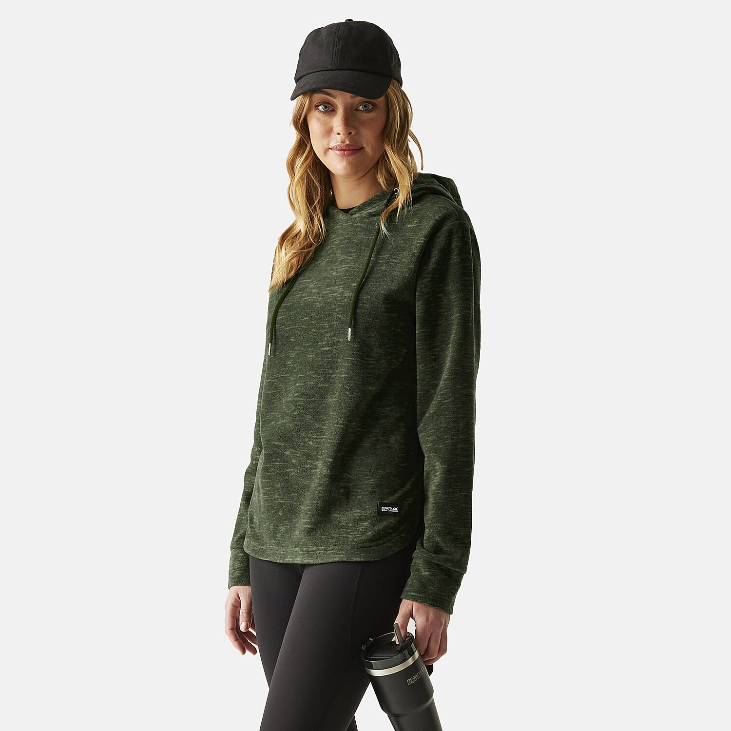 Regatta Womens Marl Fleece Hoodie (Size 16) - Dark Khaki