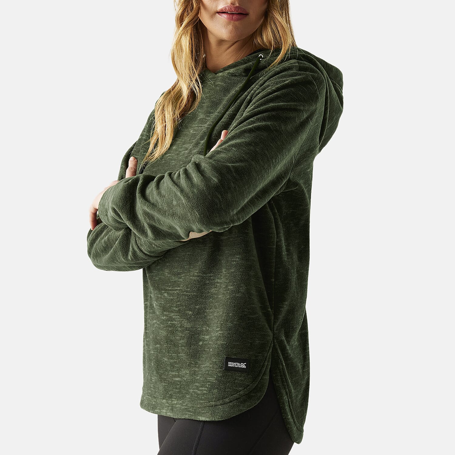 Regatta Womens Marl Fleece Hoodie (Size 16) - Dark Khaki