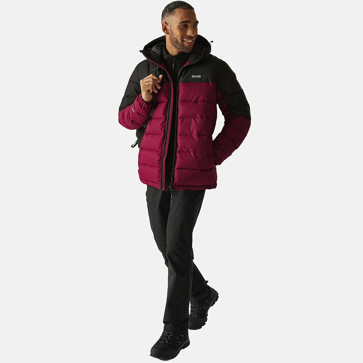 Regatta Mens Padded Jacket With Hood (Size L) - Maroon