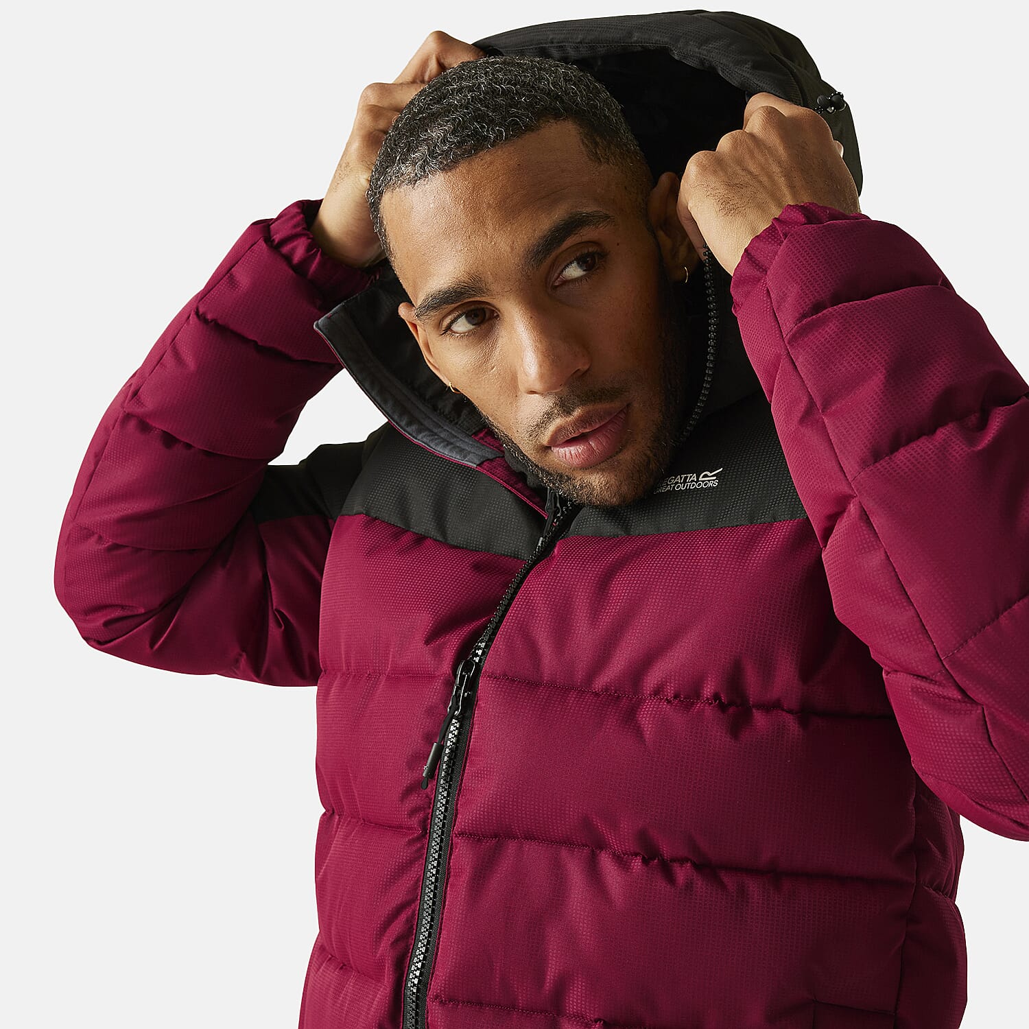Regatta Mens Padded Jacket With Hood (Size L) - Maroon