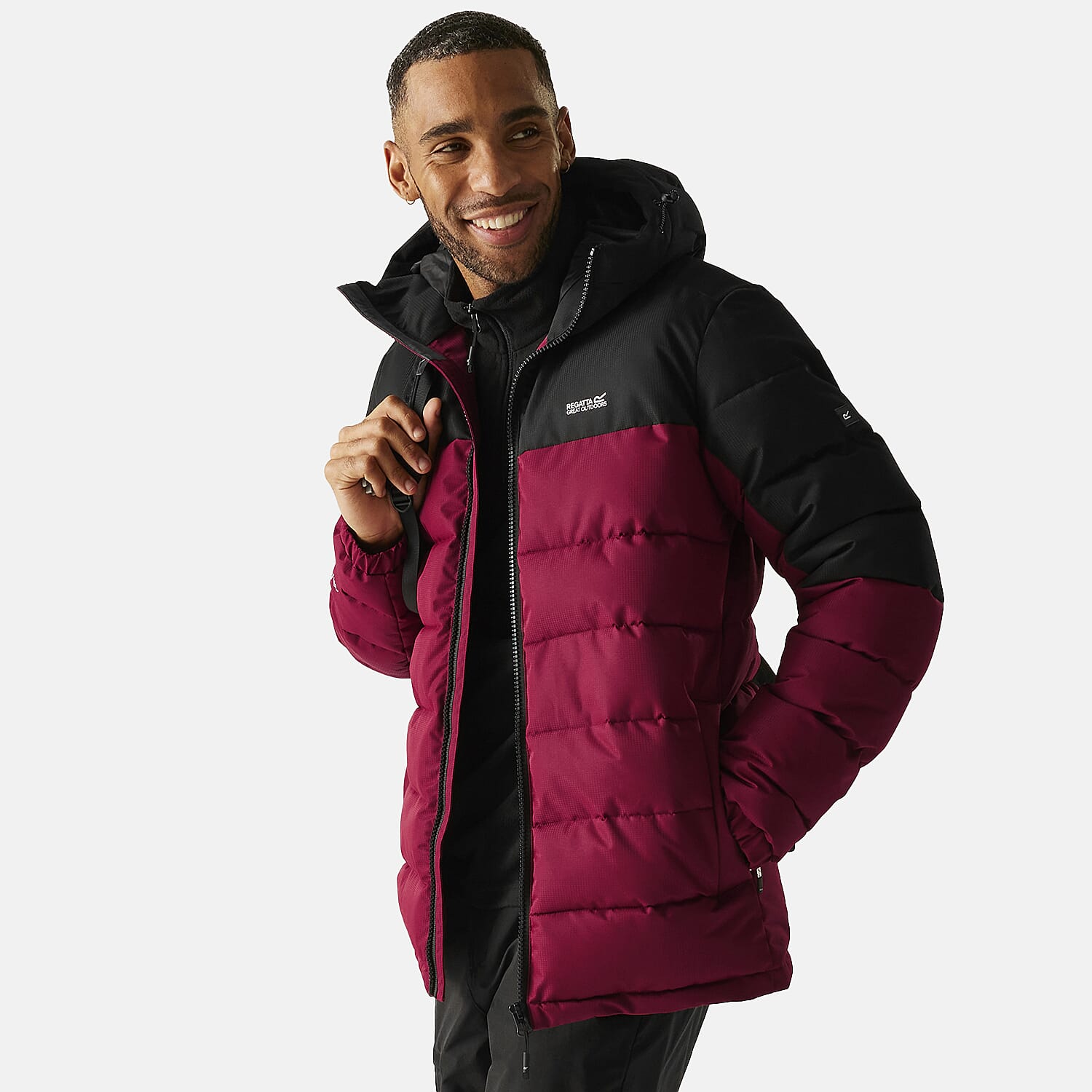 Regatta Mens Padded Jacket With Hood (Size M) - Maroon