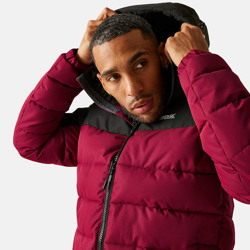 Regatta Mens Padded Jacket With Hood (Size XXL) - Maroon