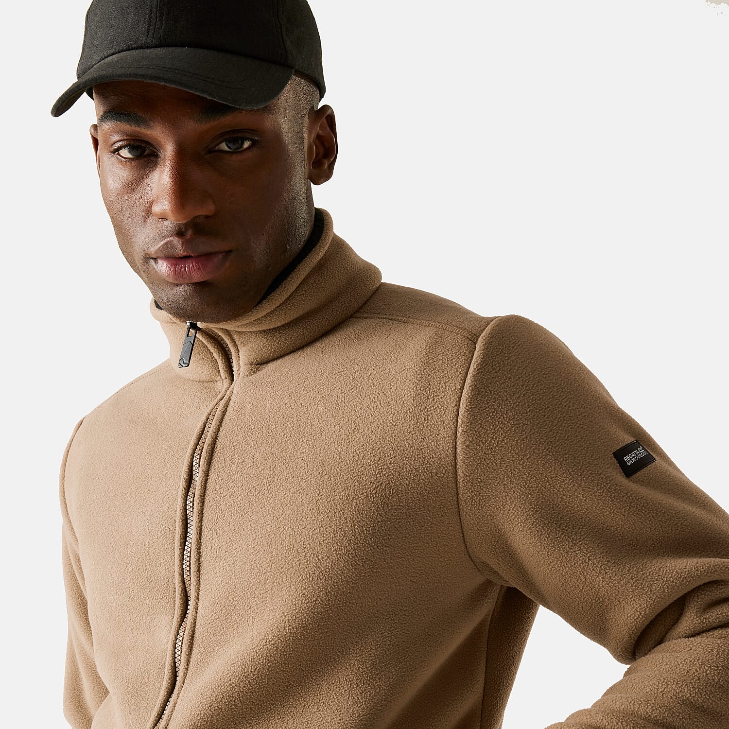Regatta Mens Cozy Sherpa Backed Full-Zip Fleece Jacket (Size L) - Beige