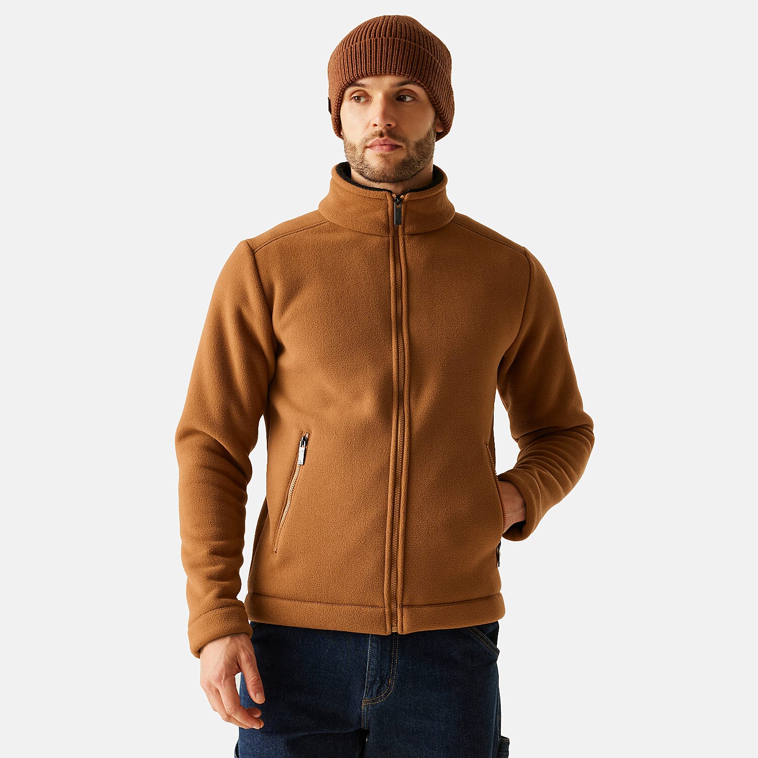 Regatta Mens Cozy Sherpa Backed Full-Zip Fleece Jacket (Size XXL) - Brown