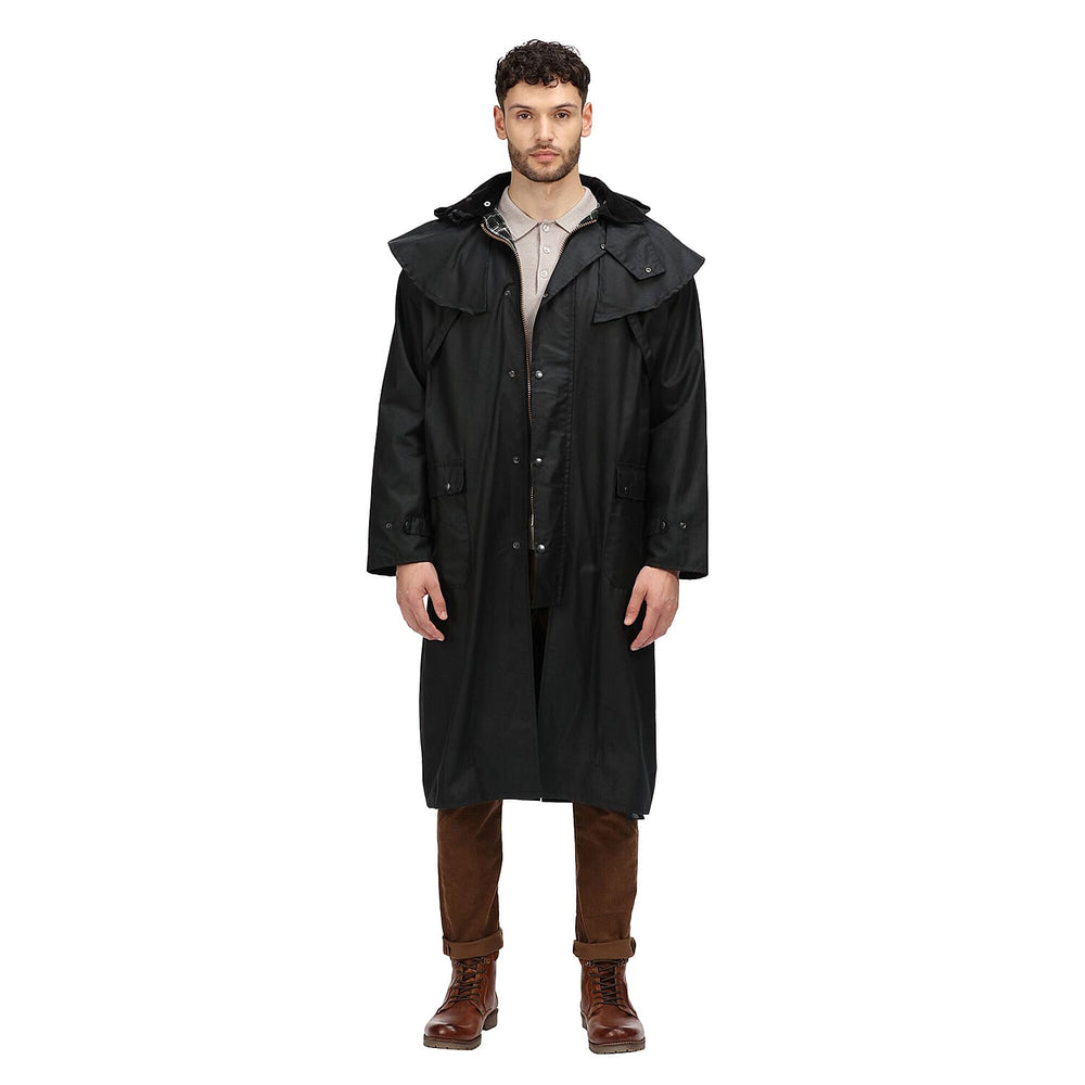 Regatta Mens Cranbrook Longline Wax Jacket (Size L) - Black