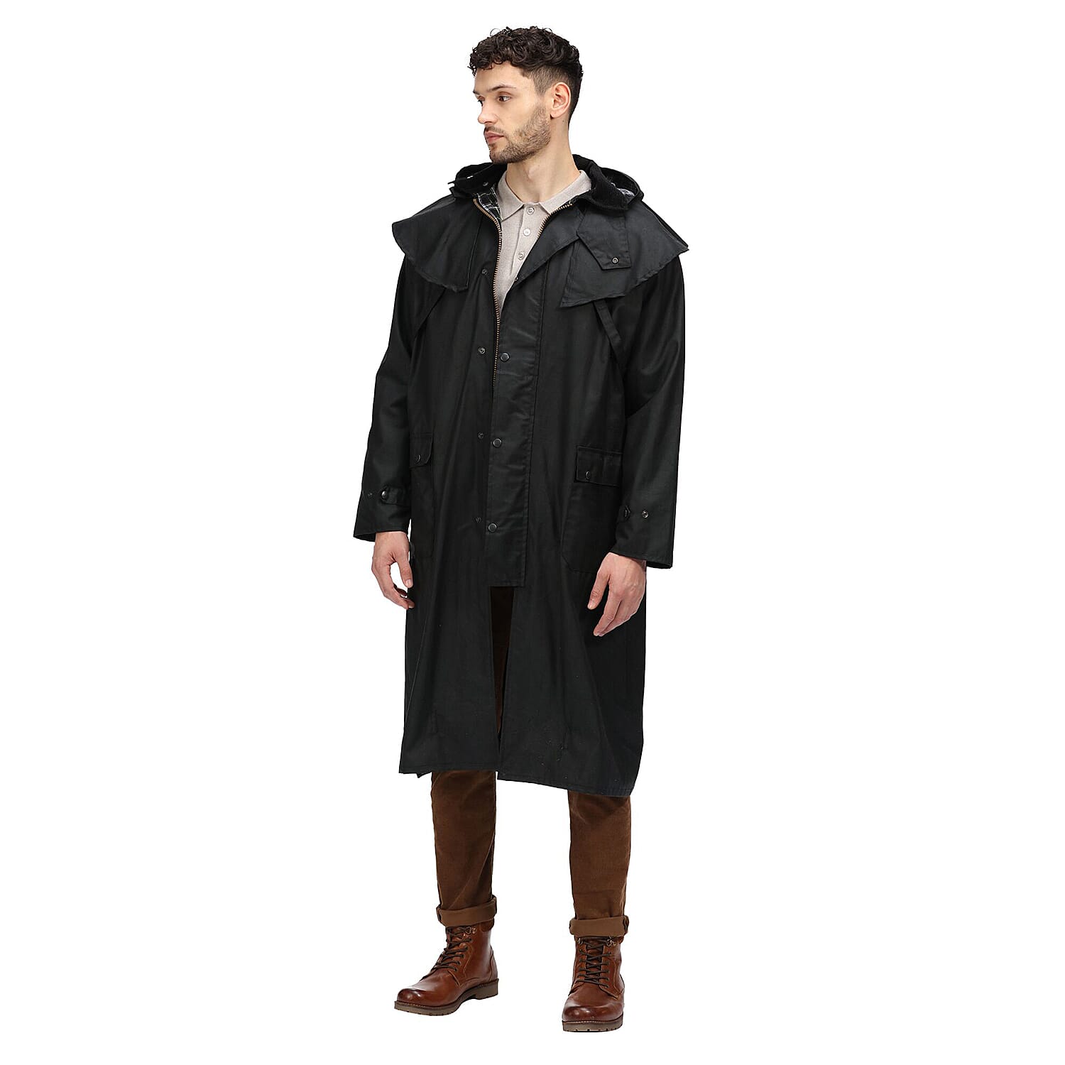 Regatta Mens Cranbrook Longline Wax Jacket (Size L) - Black
