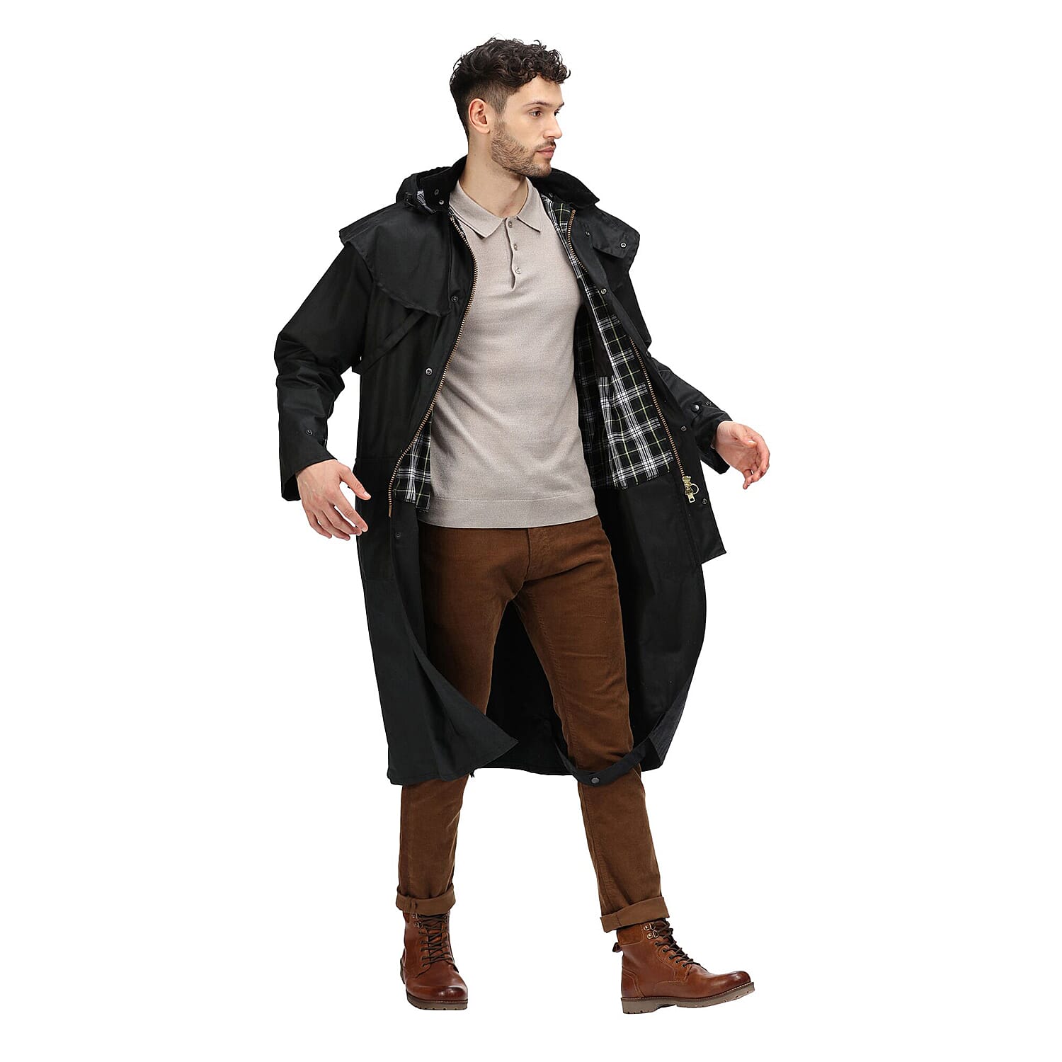 Regatta Mens Cranbrook Longline Wax Jacket (Size L) - Black
