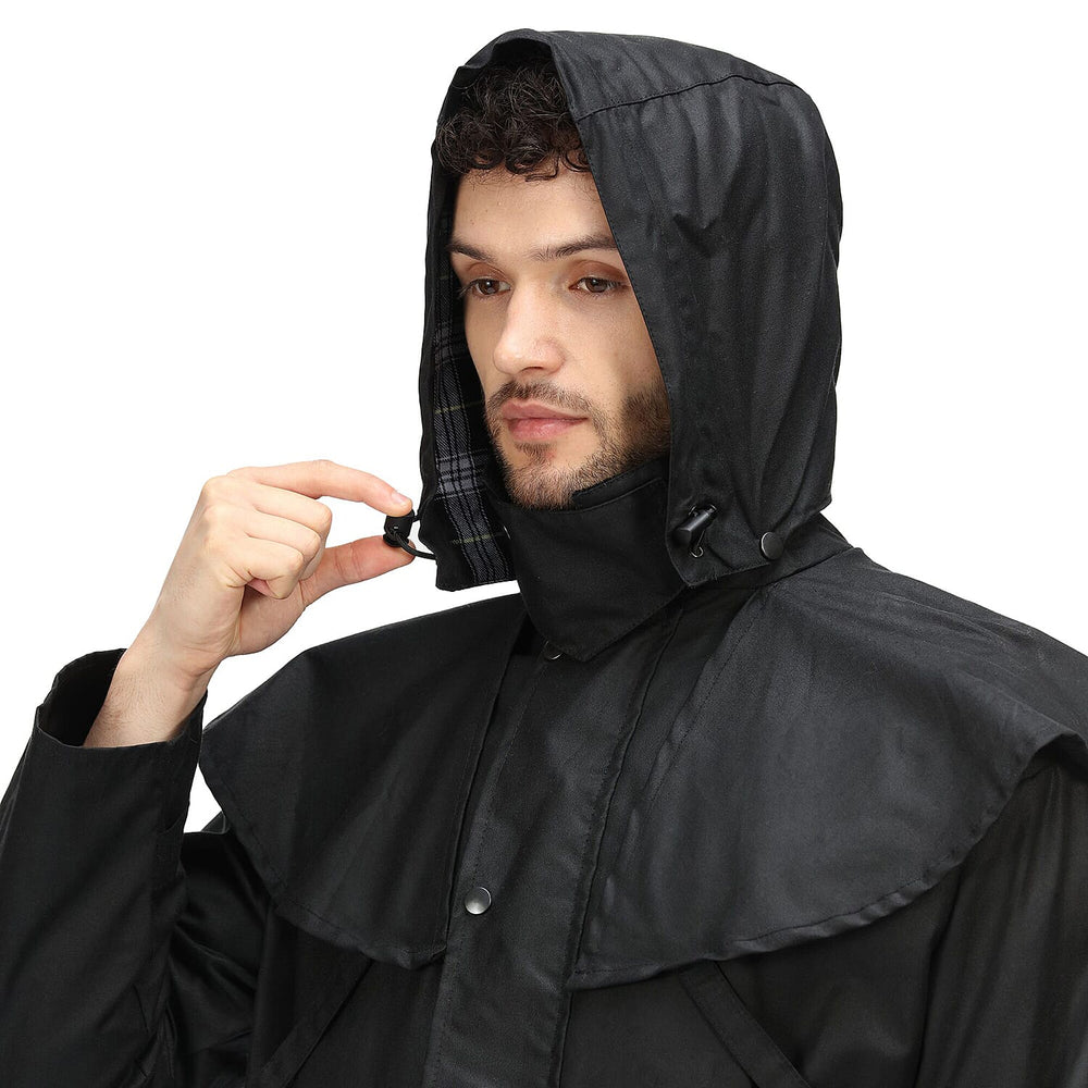 Regatta Mens Cranbrook Longline Wax Jacket (Size L) - Black