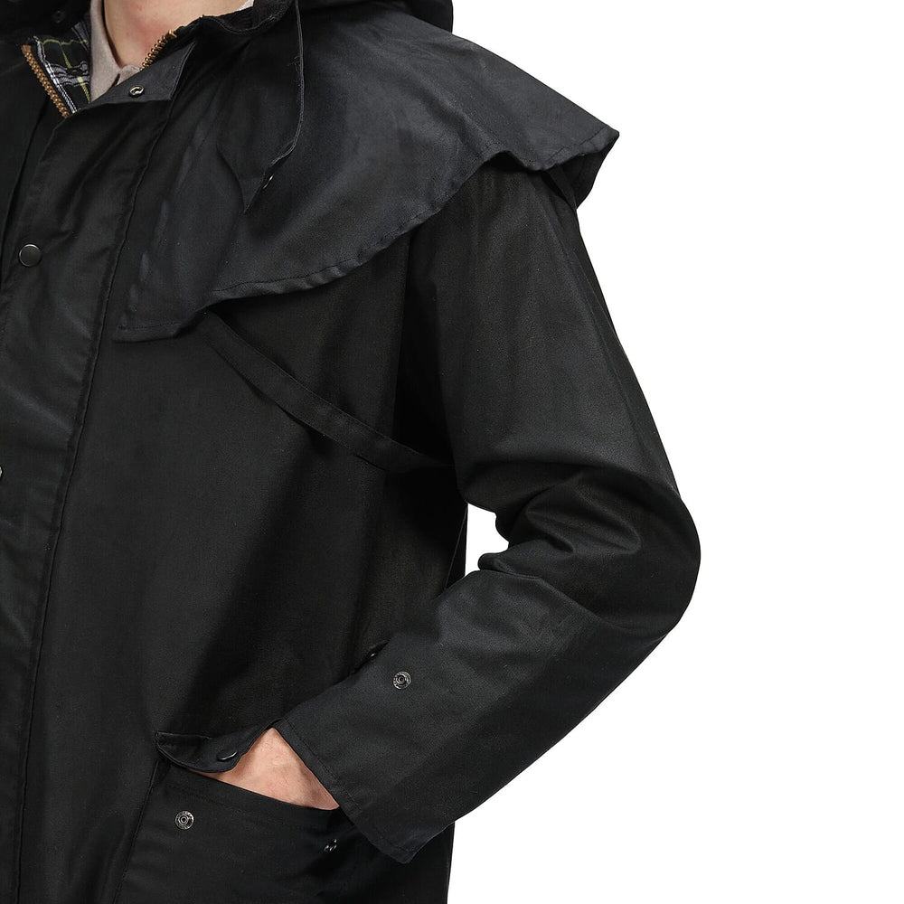 Regatta Mens Cranbrook Longline Wax Jacket (Size L) - Black