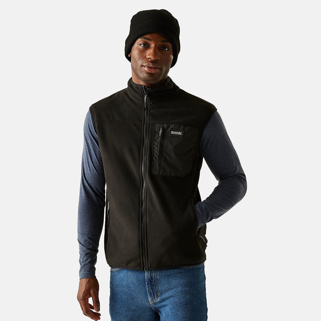 Regatta Mens Fleece Gilet With Zipped Chest Pocket (Size L) - Black