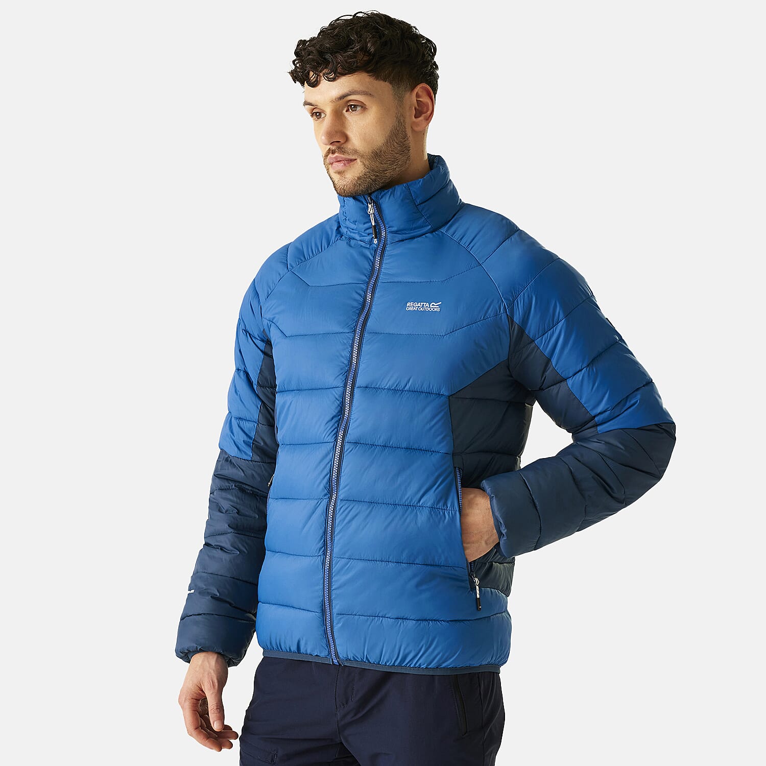 Regatta Mens Insulated Padded Jacket With Water-Repellent Finish - Zipped Pockets (Size 104-106.5Inch) - Blue