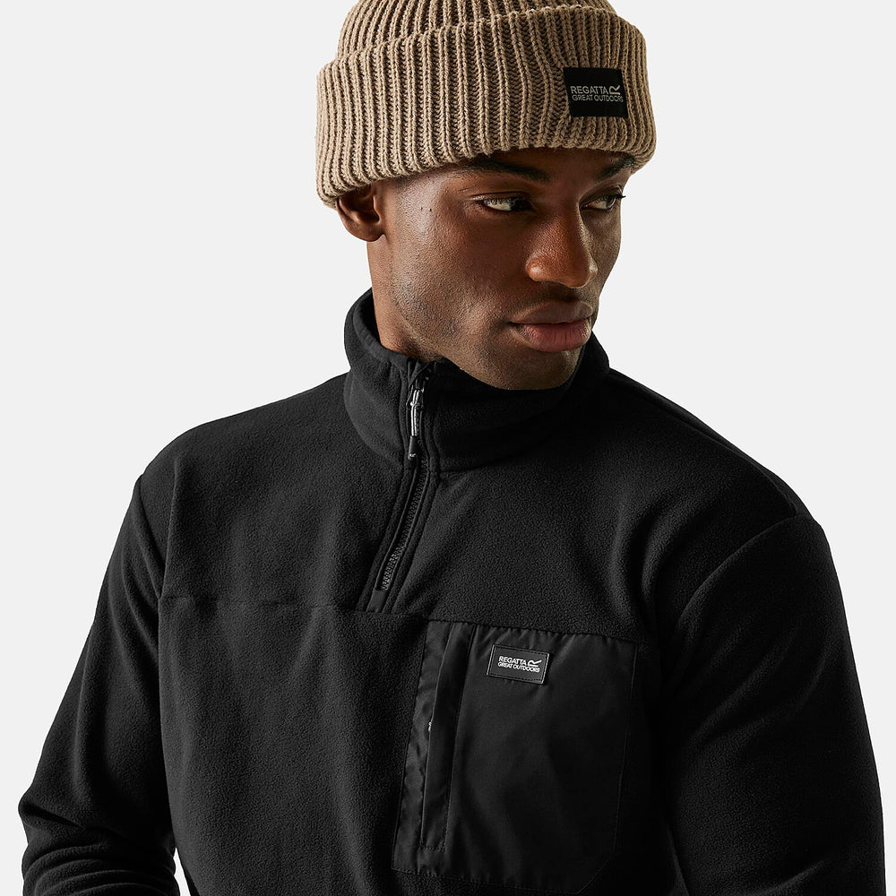 Regatta Mens Micro-Fleece Half-Zip Jacket (Size L) - Black