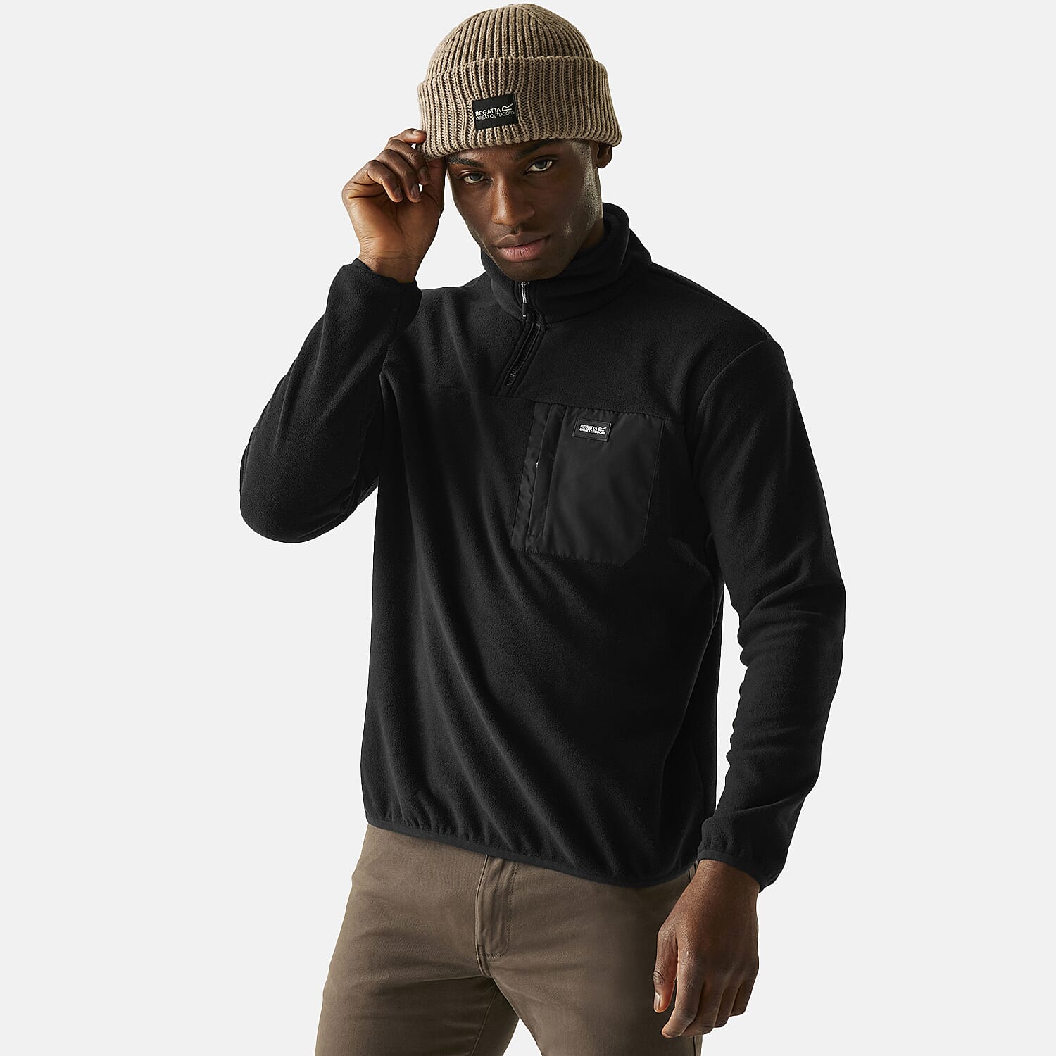 Regatta Mens Micro-Fleece Half-Zip Jacket (Size XXL) - Black