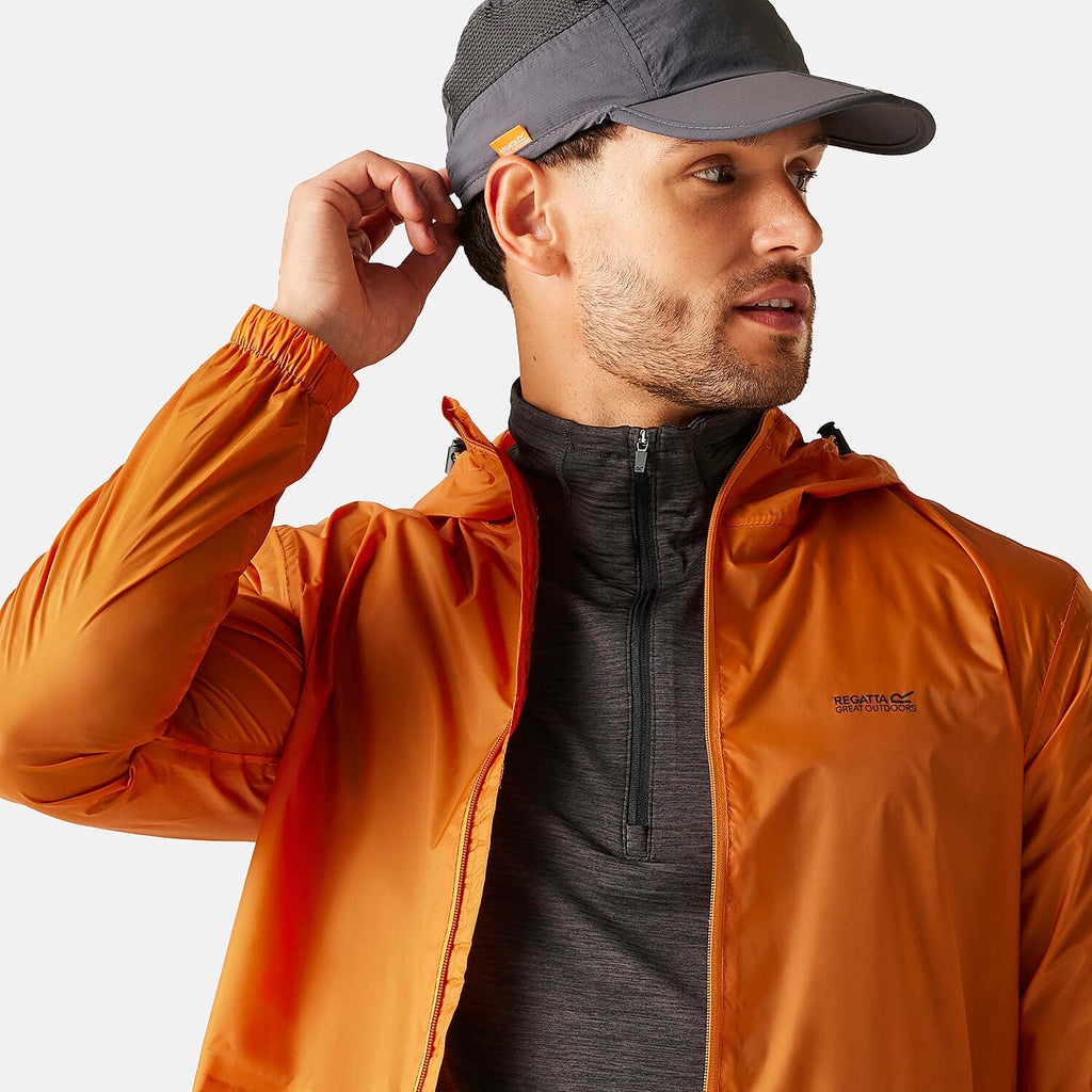 Regatta Mens Pack-It Waterproof Jacket (Size M) - Orange