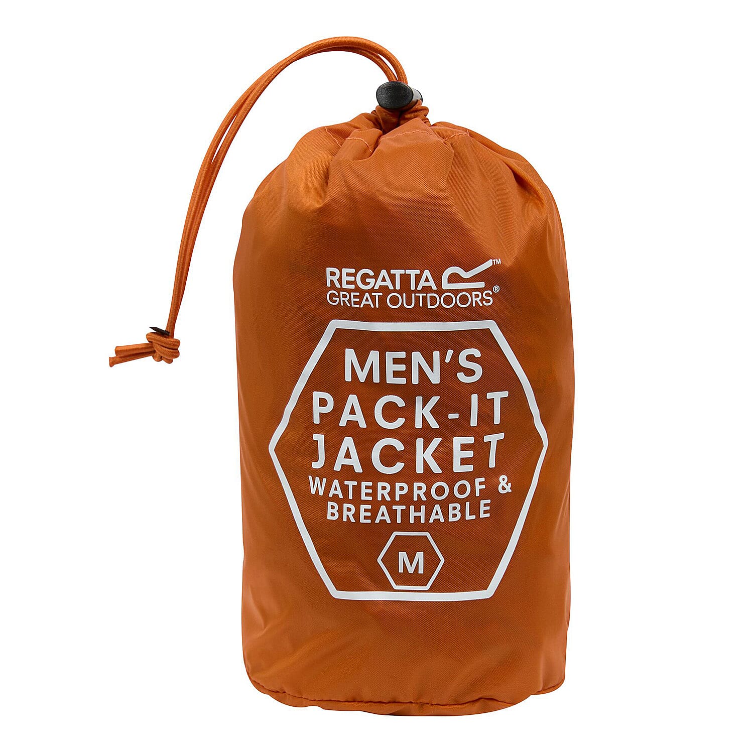Regatta Mens Pack-It Waterproof Jacket (Size M) - Orange
