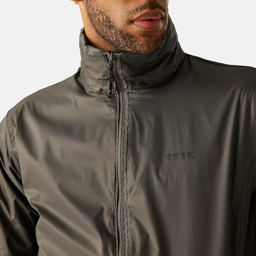 Regatta Mens Waterproof Rain Jacket With Packaway Pocket & Belt Bag (Size M) - Brown