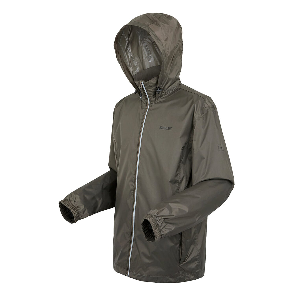 Regatta Mens Waterproof Rain Jacket With Packaway Pocket & Belt Bag (Size M) - Brown