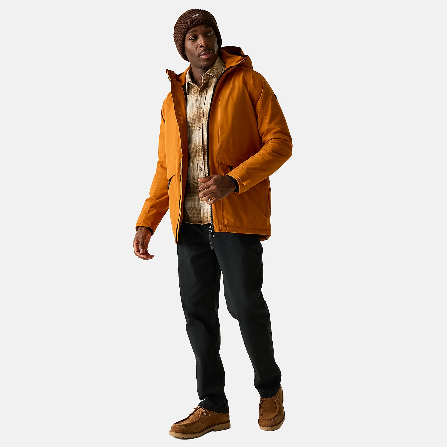 Regatta Mens Waterproof Thermoguard Insulated Jacket With High Collar Hood, Storm Cuffs & Adjustable Hem (Size XL) - Orange