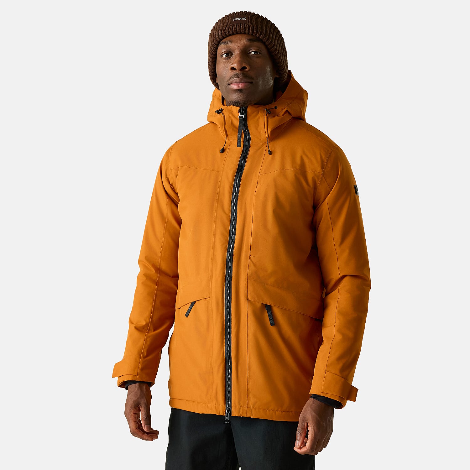 Regatta Mens Waterproof Thermoguard Insulated Jacket With High Collar Hood, Storm Cuffs & Adjustable Hem (Size XL) - Orange