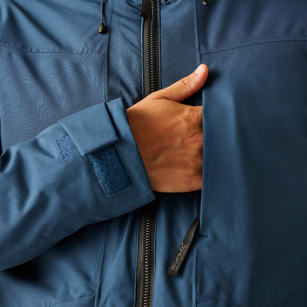 Regatta Mens Waterproof Thermoguard Insulated Jacket With High Collar Hood, Storm Cuffs & Adjustable Hem (Size XL) - Blue