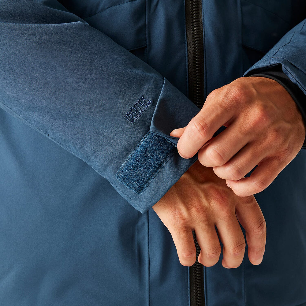 Regatta Mens Waterproof Thermoguard Insulated Jacket With High Collar Hood, Storm Cuffs & Adjustable Hem (Size XL) - Blue