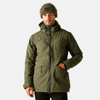 Regatta Mens Waterproof Thermoguard Insulated Jacket With High Collar Hood, Storm Cuffs & Adjustable Hem (Size L) - Green