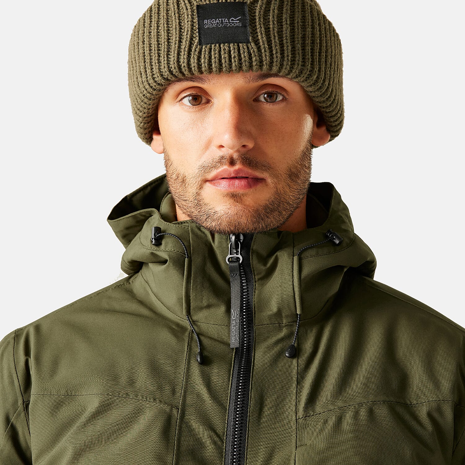 Regatta Mens Waterproof Thermoguard Insulated Jacket With High Collar Hood, Storm Cuffs & Adjustable Hem (Size M) - Green