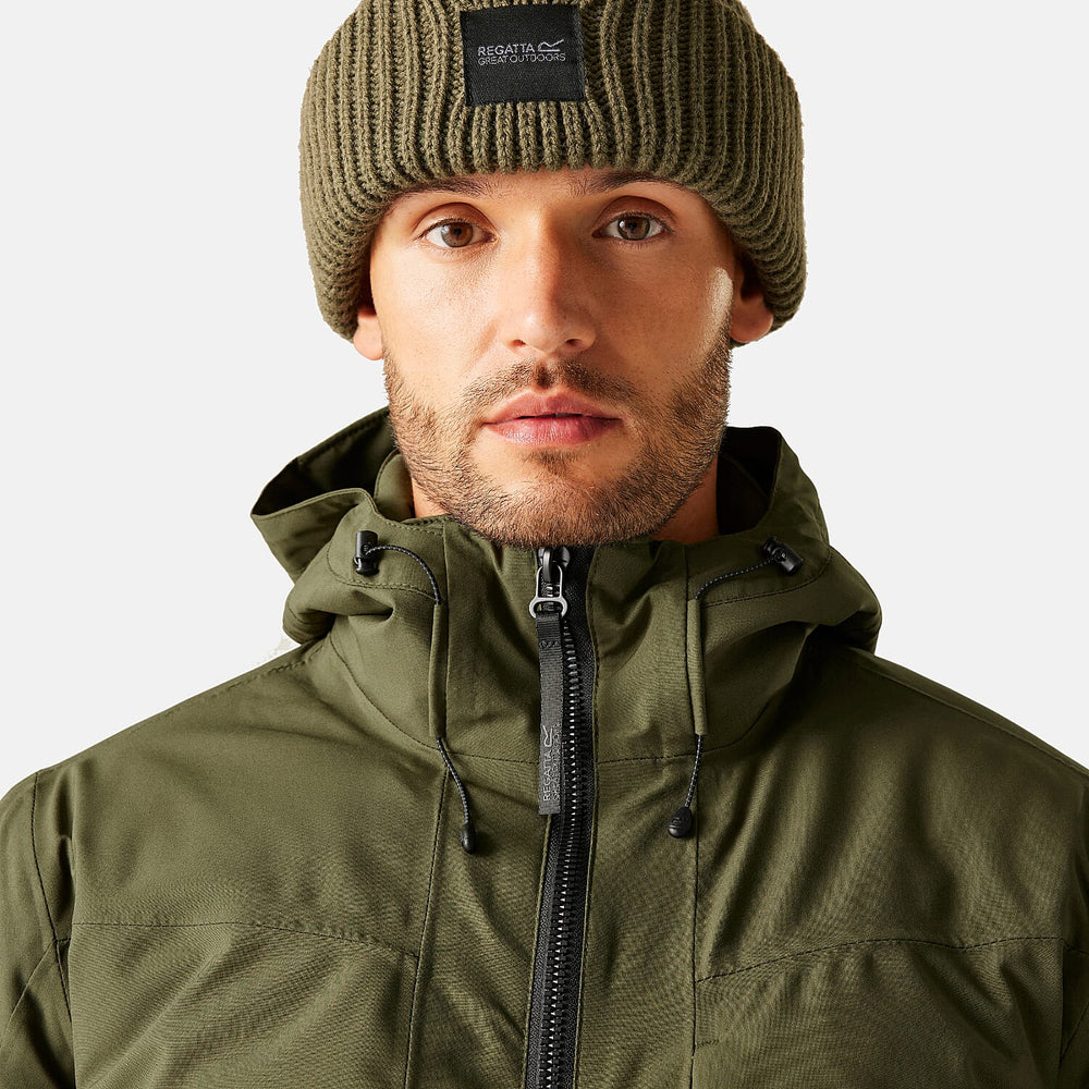 Regatta Mens Waterproof Thermoguard Insulated Jacket With High Collar Hood, Storm Cuffs & Adjustable Hem (Size XL) - Green