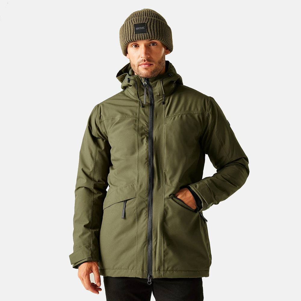 Regatta Mens Waterproof Thermoguard Insulated Jacket With High Collar Hood, Storm Cuffs & Adjustable Hem (Size XXL) - Green