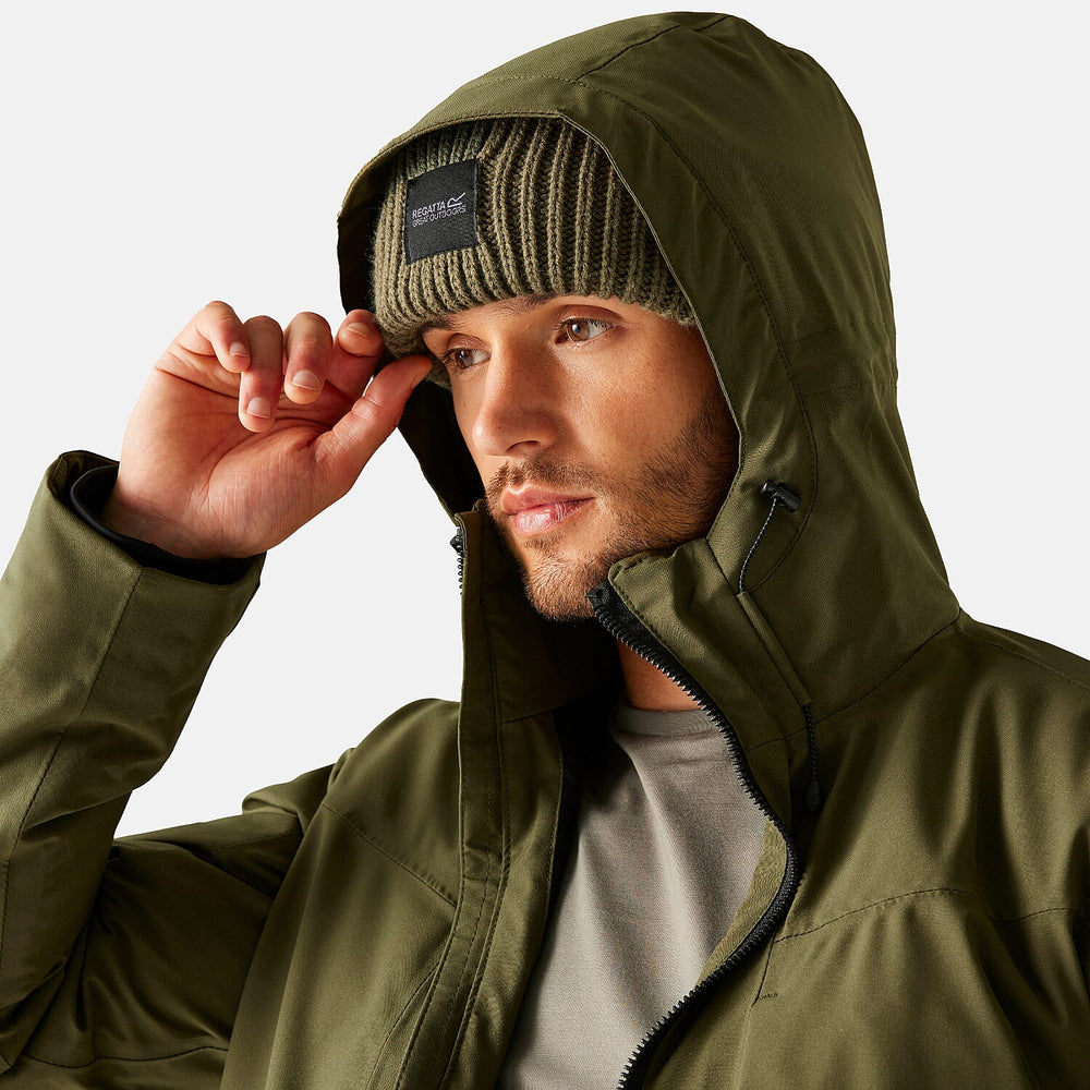 Regatta Mens Waterproof Thermoguard Insulated Jacket With High Collar Hood, Storm Cuffs & Adjustable Hem (Size XXL) - Green