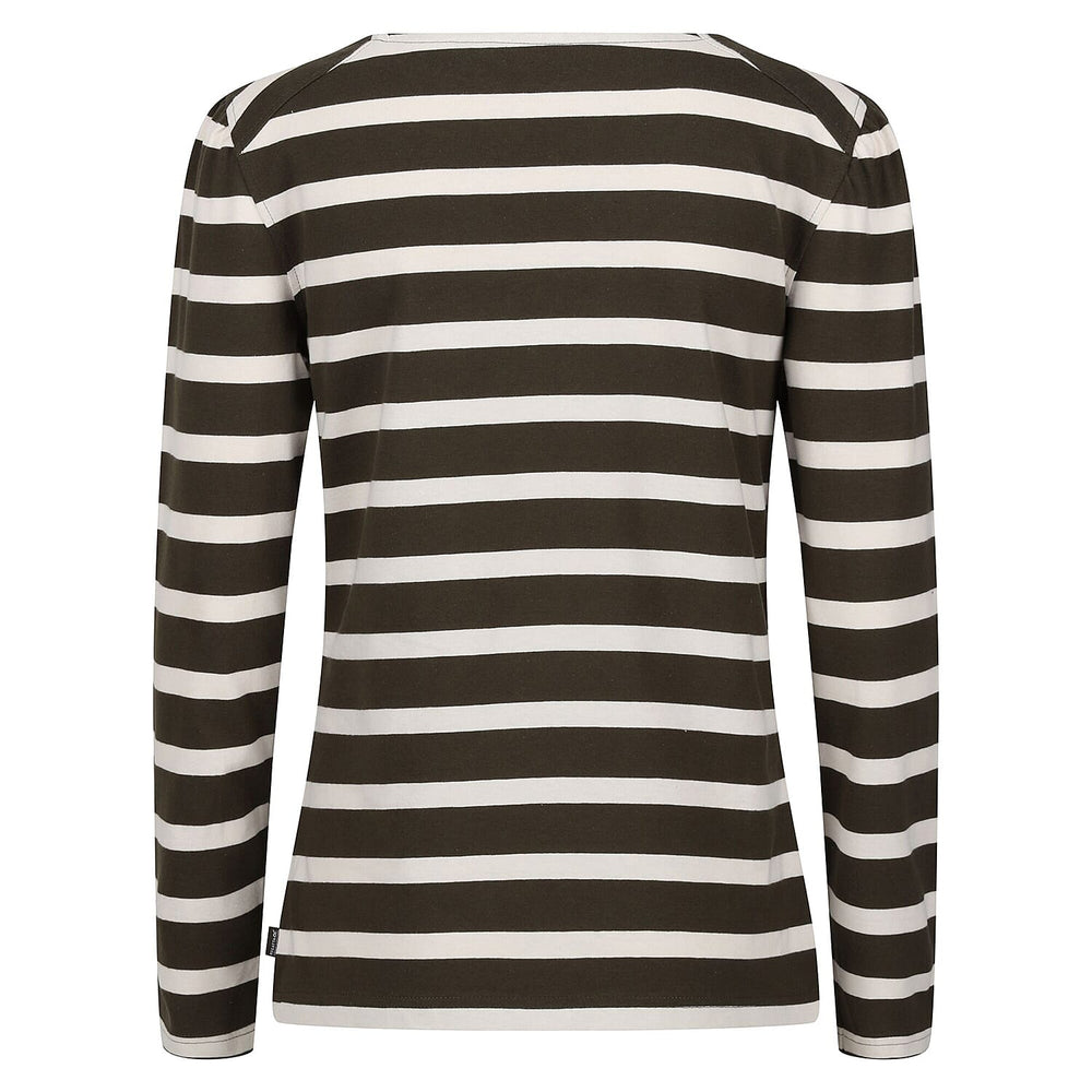 REGATTA Womens Federica Striped T-Shirt (Size 8) - Khaki & Light Vanilla